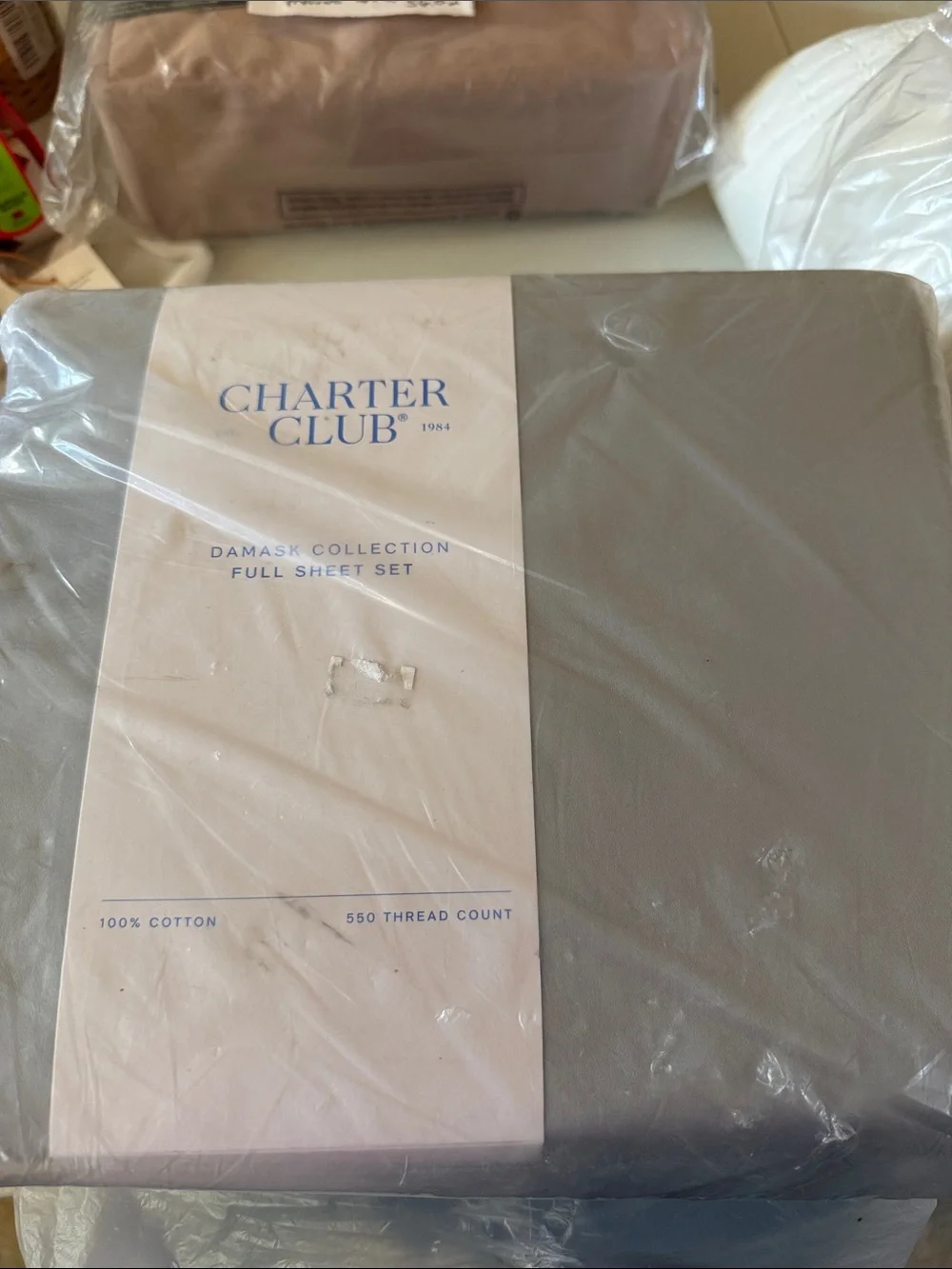 Charter Club 100% Cotton Damask Silver Full Size Sheet Set - Retail $120